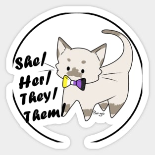 She/They Pronouns Kitty (v2) Sticker